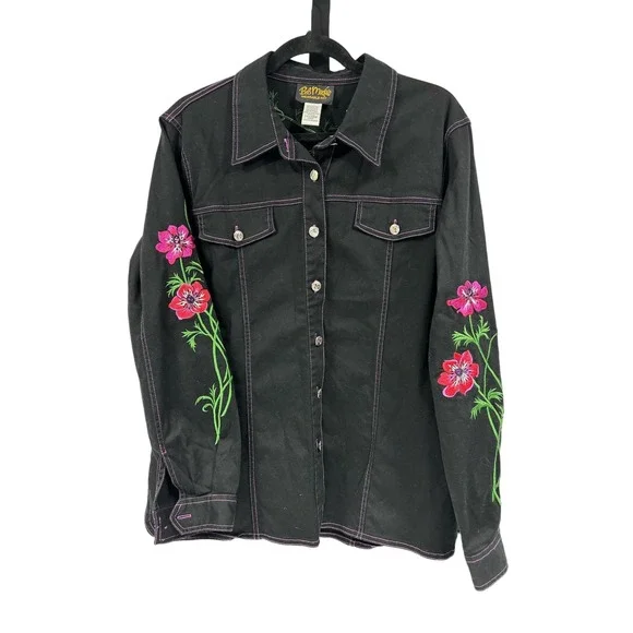 Bob Mackie | Tops | Bob Mackie Wearable Art Black Flower Bob Mackie | Tops | Bob Mackie Wearable Art Black Flower